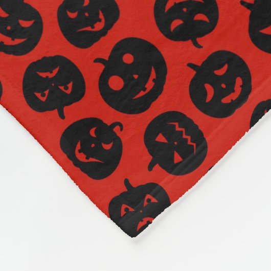 Modern Happy Halloween Red Pumpkin Fleece Deken (Hoek)