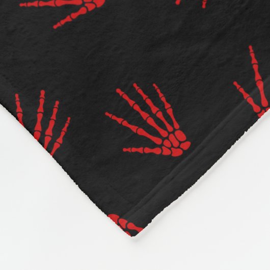 Modern Happy Halloween Red Skeleton Fleece Deken (Hoek)