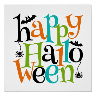 Modern Happy Halloween Typography beslaat Spiders Perfect Poster