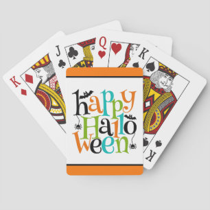 Modern Happy Halloween Typography beslaat Spiders Pokerkaarten