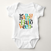 Modern Happy Halloween Typography beslaat Spiders Romper (Voorkant)