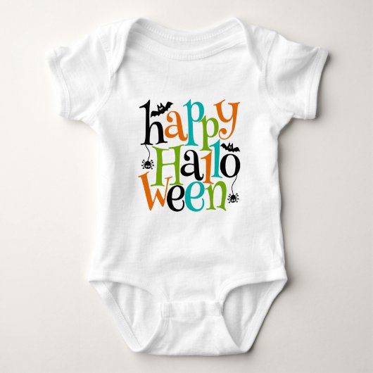 Modern Happy Halloween Typography beslaat Spiders Romper (Voorkant)