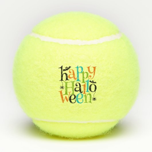 Modern Happy Halloween Typography beslaat Spiders Tennisballen (Achterkant)