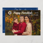 Modern Happy Hanukkah Blue en Gold Photo Feestdagenkaart<br><div class="desc">Modern Happy Hanukkah Blue en Gold Photo Holiday Kaart</div>