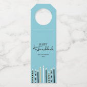 Modern Happy Hanukkah Candle Bottle Hanger Labels (Voorkant)