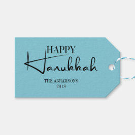 Modern Happy Hanukkah Candle Holiday Gift Label Cadeaulabel