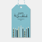 Modern Happy Hanukkah Candle Holiday Gift Label Cadeaulabel (Voorkant)