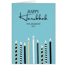 Modern Happy Hanukkah Candle Holiday Greeting Card