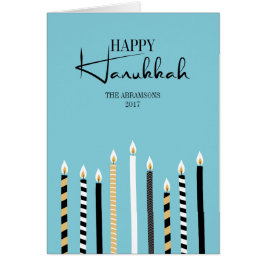 Modern Happy Hanukkah Candle Holiday Greeting Card