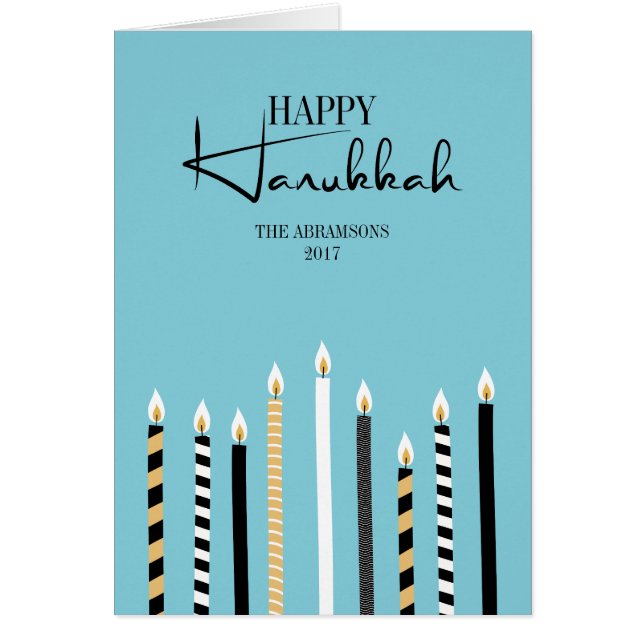 Modern Happy Hanukkah Candle Holiday Greeting Card (Voorkant)