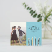 Modern Happy Hanukkah Candles Foto Briefkaart (Staand voorkant)