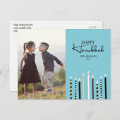 Modern Happy Hanukkah Candles Foto Briefkaart (Voorkant / Achterkant)
