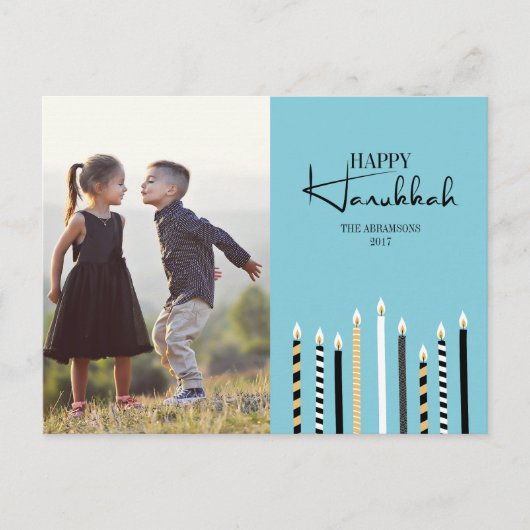 Modern Happy Hanukkah Candles Foto Briefkaart (Voorkant)