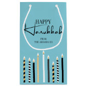 Modern Happy Hanukkah Candles Holiday Gift Bag Klein Cadeauzakje (Achterkant)