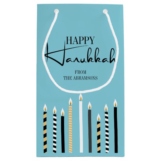 Modern Happy Hanukkah Candles Holiday Gift Bag Klein Cadeauzakje (Achterkant)
