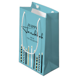 Modern Happy Hanukkah Candles Holiday Gift Bag Klein Cadeauzakje