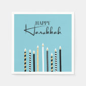 Modern Happy Hanukkah Candles Holiday Napkins Servet (Voorkant)