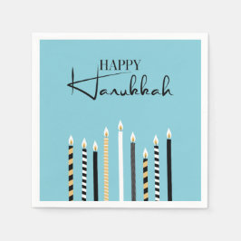Modern Happy Hanukkah Candles Holiday Napkins Servet