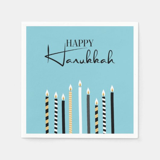 Modern Happy Hanukkah Candles Holiday Napkins Servet (Voorkant)