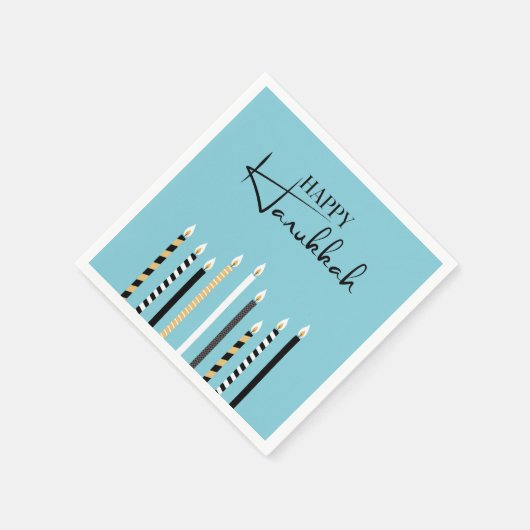 Modern Happy Hanukkah Candles Holiday Napkins Servet (Hoek)