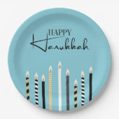 Modern Happy Hanukkah Candles Holiday Paper Borden Papieren Bordje (Voorkant)