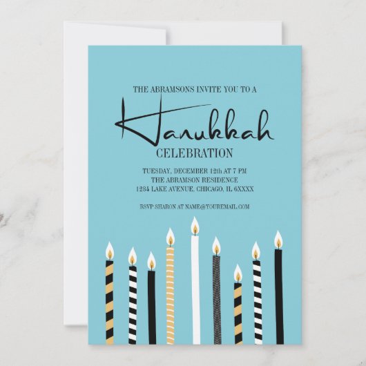 Modern Happy Hanukkah Candles Holiday Party Kaart (Voorkant)