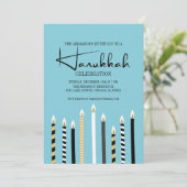 Modern Happy Hanukkah Candles Holiday Party Kaart (Staand voorkant)