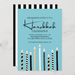 Modern Happy Hanukkah Candles Holiday Party Kaart