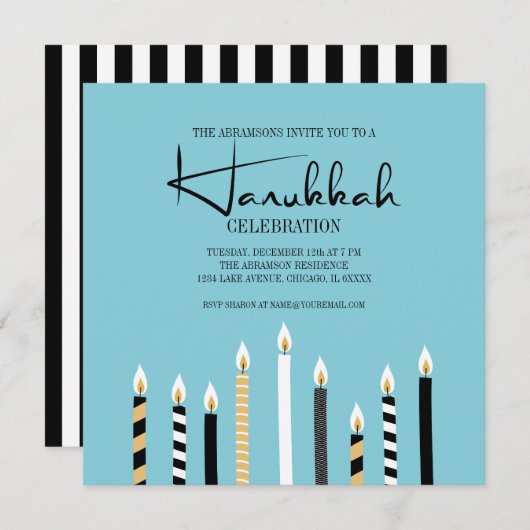 Modern Happy Hanukkah Candles Holiday Party Kaart (Voorkant / Achterkant)