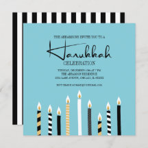Modern Happy Hanukkah Candles Holiday Party Kaart