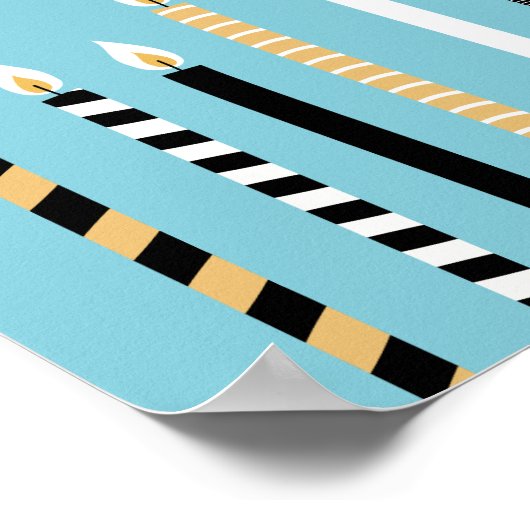 Modern Happy Hanukkah Candles Holiday Poster Sign (Hoek)