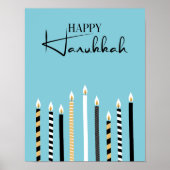 Modern Happy Hanukkah Candles Holiday Poster Sign (Voorkant)