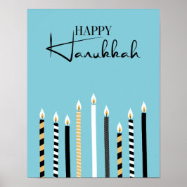 Modern Happy Hanukkah Candles Holiday Poster Sign