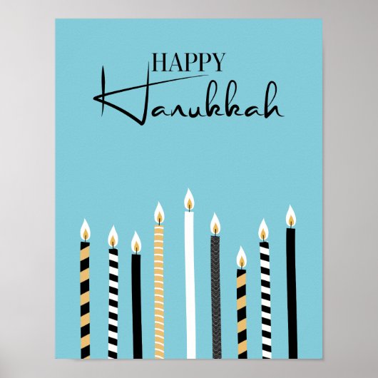 Modern Happy Hanukkah Candles Holiday Poster Sign (Voorkant)