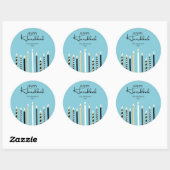 Modern Happy Hanukkah Candles Holiday Sticker (Vel)