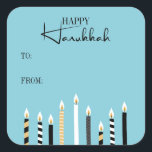 Modern Happy Hanukkah Candles Holiday Sticker<br><div class="desc">Pas de aangepaste tekst hierboven aan. U kunt extra coördinerende punten in ons "Modern Happy Hanukkah-kaarsen" collectie vinden.</div>