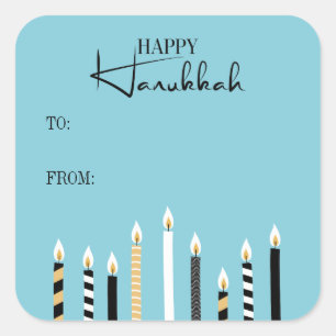 Modern Happy Hanukkah Candles Holiday Sticker