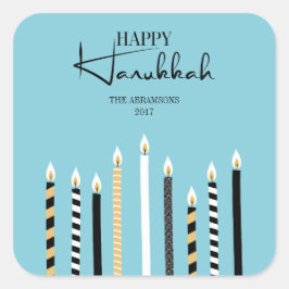 Modern Happy Hanukkah Candles Holiday Sticker