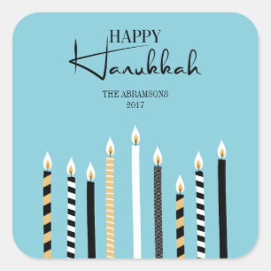 Modern Happy Hanukkah Candles Holiday Sticker