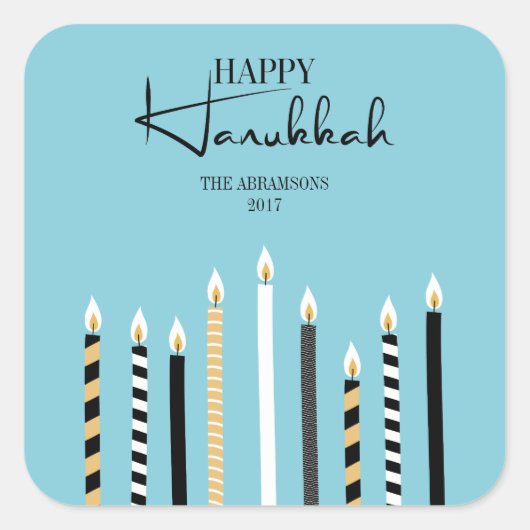 Modern Happy Hanukkah Candles Holiday Sticker (Voorkant)