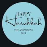 Modern Happy Hanukkah Candles Holiday Sticker<br><div class="desc">Pas de aangepaste tekst hierboven aan. U kunt extra coördinerende punten in ons "Modern Happy Hanukkah-kaarsen" collectie vinden.</div>