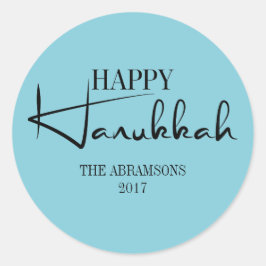 Modern Happy Hanukkah Candles Holiday Sticker