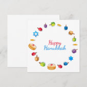 Modern Happy Hanukkah Dreidel Star Sufganiyah (Voorkant / Achterkant)