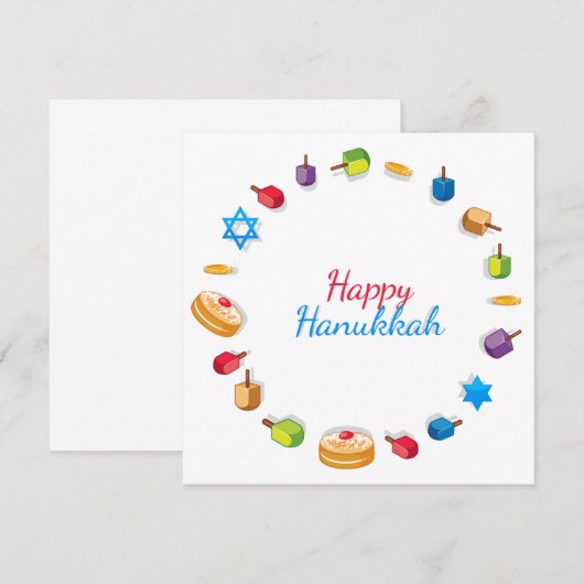 Modern Happy Hanukkah Dreidel Star Sufganiyah (Voorkant / Achterkant)