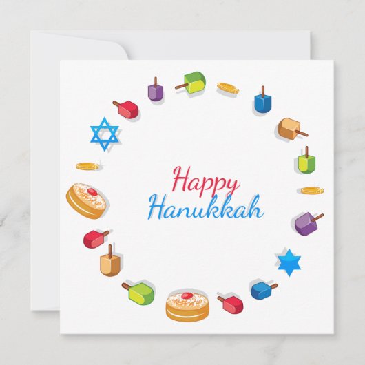 Modern Happy Hanukkah Dreidel Star Sufganiyah (Voorkant)