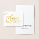 Modern Happy Hanukkah Elegant Gold Fancy script Folie Kaarten (Display)