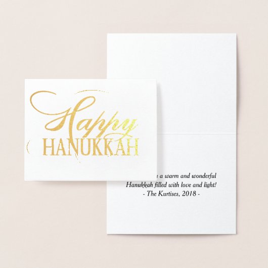 Modern Happy Hanukkah Elegant Gold Fancy script Folie Kaarten (Display)