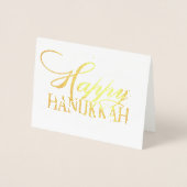 Modern Happy Hanukkah Elegant Gold Fancy script Folie Kaarten (Voorkant)