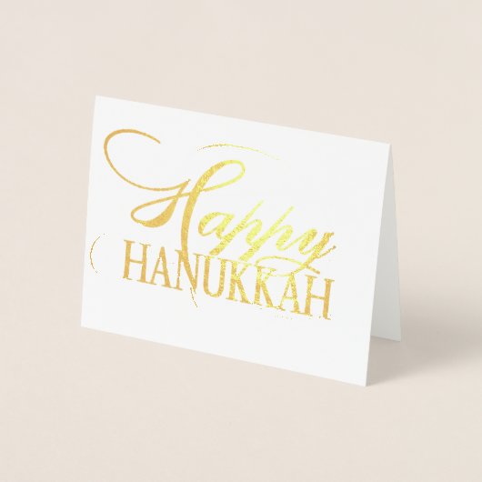 Modern Happy Hanukkah Elegant Gold Fancy script Folie Kaarten (Voorkant)