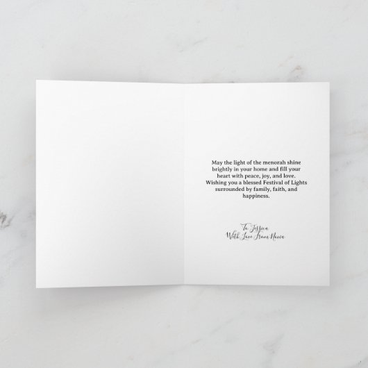 Modern Happy Hanukkah Family Name Kaart (Binnen)